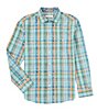 Color:Mosaic Blue - Image 1 - Indigo Coast Check Long Sleeve Woven Shirt