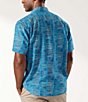 Color:Bering Blue - Image 2 - IslandZone® Bamboo Beach Stripe Short Sleeve Woven Shirt