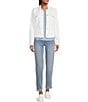 Color:White - Image 3 - Leila Stretch Twill Woven Notch Collar Denim Jacket