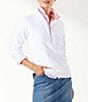 Color:White - Image 1 - New Aruba French Ribbed Knit Quarter Zip Long Sleeve Sweatshirt