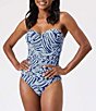 Color:Mare Navy - Image 1 - Playa Brava V-Front Bandeau Tummy Control One Piece Swimsuit