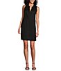 Color:Black - Image 1 - Ruffle Split V-Neck Sleeveless Side Pocket Dress
