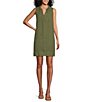 Color:Tea Leaf - Image 1 - Ruffle Split V-Neck Sleeveless Side Pocket Dress