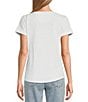Color:White - Image 2 - Scoop Neck Short Sleeve Tee Shirt