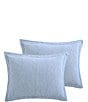 Color:Blue - Image 1 - Solid Costa Sera Cotton Quilted Sham Pair