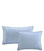 Color:Blue - Image 3 - Solid Costa Sera Cotton Quilted Sham Pair