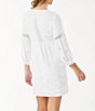 Color:White - Image 2 - St. Lucia Full Sleeve Split Neck Swim Cover-Up Dress