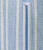 Color:Blue Vault - Image 4 - Striped Print Split Neck Short Sleeve High-Low Hemline Blouse