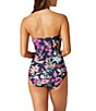 Color:Mare Navy - Image 2 - Summer Floral Sweetheart Bandeau One Piece Swimsuit