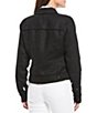 Color:Black - Image 2 - Two Palm Raw Edge Point Collar Long Sleeve Button Front Jacket