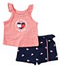 Color:Assorted - Image 1 - Baby Girls 12-24 Months Striped Jersey Tank Top & Logo-Print Faux-Wrap Skort Set