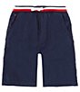 Color:Navy Blazer - Image 1 - Big Boys 8-20 Americana-Striped-Waistband Poplin Shorts