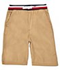 Color:Chino - Image 1 - Big Boys 8-20 Americana-Striped-Waistband Poplin Shorts