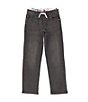 Color:Charcoal - Image 1 - Big Boys 8-20 Logo Waistband Denim Jeans