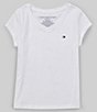 Color:White - Image 1 - Big Girls 7-16 Short-Sleeve Basic V-Neck T-Shirt