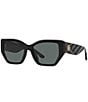 Color:Black - Image 1 - Women's 0TY7187U 53mm Solid Black Polarized Cat Eye Sunglasses
