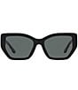 Color:Black - Image 2 - Women's 0TY7187U 53mm Solid Black Polarized Cat Eye Sunglasses