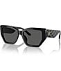 Color:Black - Image 1 - Women's 0TY7187U 53mm Solid Black Rectangle Sunglasses