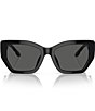 Color:Black - Image 2 - Women's 0TY7187U 53mm Solid Black Rectangle Sunglasses
