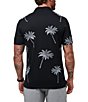 Color:Black - Image 2 - Mesic Palm Tree Print Short Sleeve Polo Shirt