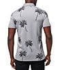 Color:Heather Grey - Image 2 - Mesic Palm Tree Print Short Sleeve Polo Shirt