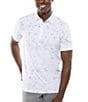 Color:White - Image 1 - Performance Stretch Splatter Print Short Sleeve Polo Shirt