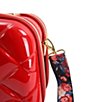 Color:Red - Image 5 - Savoir Collection Quilted with Floral Strap Travel Beauty Case