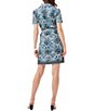 Color:Multi - Image 2 - Annabel Cotton Sateen Nautical Print Notch Lapel Collar Short Sleeve Belted Shirt Dress