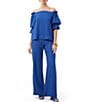 Color:Admiral Blue - Image 3 - Antu Off-The-Shoulder Tiered Elbow Bell Sleeve Top