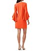Color:Ferry Red - Image 2 - Barbette Stretch Scoop Neck 3/4 Ruffled Cape Sleeve Sheath Dress