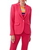 Color:Hibiscus - Image 1 - Harlie Notch Collar Long Sleeve Button Front Blazer