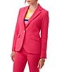 Color:Hibiscus - Image 3 - Harlie Notch Collar Long Sleeve Button Front Blazer