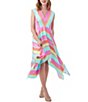 Color:Multi - Image 4 - Havia Stripe Print V-Neck Sleeveless Shark-Bite Hem A-Line Midi Dress