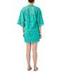 Color:Oceano - Image 2 - La Piazzeta Solid Lace V-Neck Elbow Length Sleeves Shift Dress