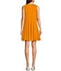 Color:Florida Orange - Image 2 - Mauvie Crew Neck Sleeveless Side Pocket Shift Dress