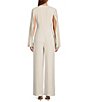 Color:Winter White - Image 2 - Monumental Luxe Drape Crew Neck Long Cape Sleeve Wide-Leg Pocketed Jumpsuit