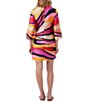 Color:Multi - Image 2 - Nallia Satin Georgette Wynwood Waves Abstract Print Wide 3/4 Sleeve Shift Dress