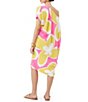 Color:Multi - Image 2 - Radiant Palm Bay Floral Print Georgette Off-The-Shoulder Shift Dress