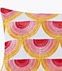 Color:Pink/Orange - Image 2 - Sunburst Scalloped Embroidered Rectangular Pillow