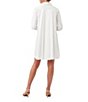 Color:White - Image 2 - Tulla Organic Cotton Point Collar Button Down Pleated Back High-Low Hem Oversized Shirt Dress