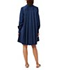 Color:Ink - Image 2 - Tulla Organic Cotton Point Collar Button Down Pleated Back High-Low Hem Oversized Shirt Dress