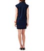 Color:Ink - Image 2 - Woven Notch Collar Cap Sleeve Shift Dress