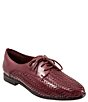 Color:Burgundy - Image 1 - Lizzie Herringbone Woven Leather Lace-Up Dress Oxfords