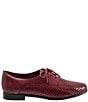 Color:Burgundy - Image 2 - Lizzie Herringbone Woven Leather Lace-Up Dress Oxfords