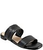 Color:Black - Image 1 - Nalane Leather Herringbone Weave Flat Sandals