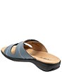 Color:Dusty Blue - Image 3 - Ruthie Stitch Leather Adjustable Slide Sandals