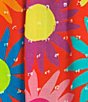 Color:Multi - Image 6 - Floral Print Embroidery Short Sleeve Split-V Neck High-Low Hem Top
