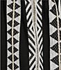 Color:Black Stripe - Image 4 - Jacquard Woven Striped Banded Split V-Neck 3/4 Sleeve Brass Bead Trim Hi-Low Hem Tunic