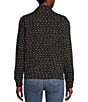 Color:Dark Charcoal - Image 2 - Lace Up Funnel Neck Long Sleeve Dimensional Dot Pattern Jacquard Knit Top