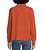 Color:Spice - Image 2 - Lace Up Funnel Neck Long Sleeve Dimensional Dot Pattern Jacquard Knit Top
